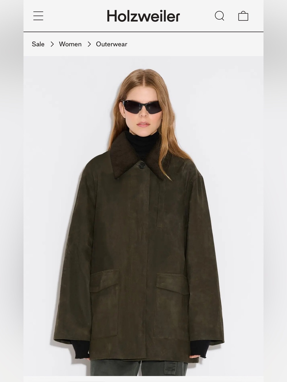 Holzweiler Dark Olive Cotton Wax Canvas Coat